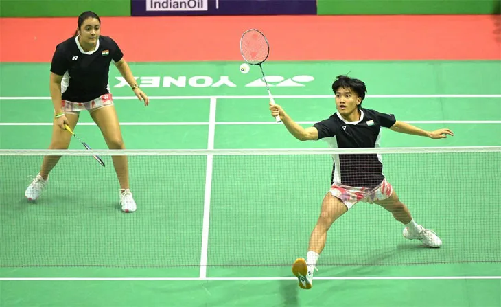 Off the court, Lalramsanga (right) can often be found shadowboxing while listening to love songs. On it, he channels pure aggression. | Photo Credit: RITURAJ KONWAR