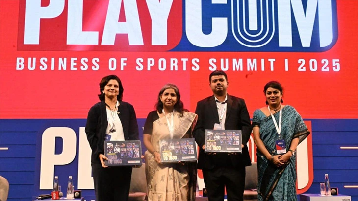 Panellists at PlayCom 2025: Neelam Babardesai (Head of Sports, Tata Trusts), Anupam Nidhi (CSR Head, Vedanta & Hindustan Zinc), Prijoe Tharu (Associate General Manager, HCL Foundation), with moderator Chitra Narayanan (The Hindu Businessline). | Photo Credit: SUSHIL KUMAR VERMA Panellists at PlayCom 2025: Neelam Babardesai (Head of Sports, Tata Trusts), Anupam Nidhi (CSR Head, Vedanta & Hindustan Zinc), Prijoe Tharu (Associate General Manager, HCL Foundation), with moderator Chitra Narayanan (The Hindu Businessline). | Photo Credit: SUSHIL KUMAR VERMA