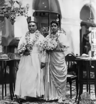 Meherbai and Dorabji Tata after their wedding on February 14, 1898