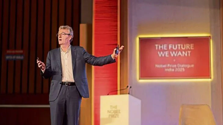 David MacMillan at the Indian Institute of Science, Bengaluru, for the Nobel Prize Dialogue 2025. (Courtesy Tata Trusts)
