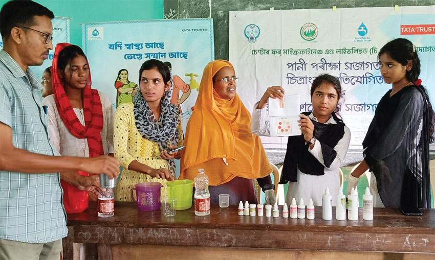 A drawing competition on the ‘our water, our future’ theme for students of the Syeda Anowara Taimur High School in Kacharipam village in the Kamrup Rural district of Assam. 