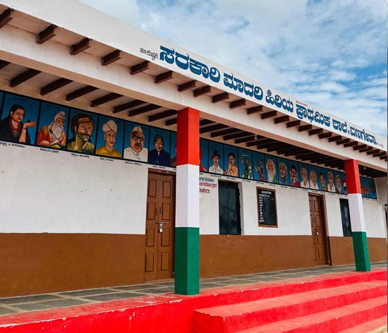 Newly built classrooms at Vanageri Government Higher Primary School, made possible through temple funds and community contributions.