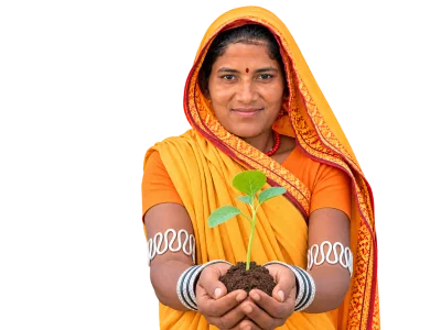 Woman planting a sapling for a sustainable future