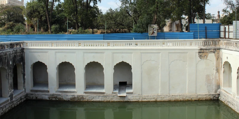 After restoration of the Western wall of the Badi Baoli, 2016